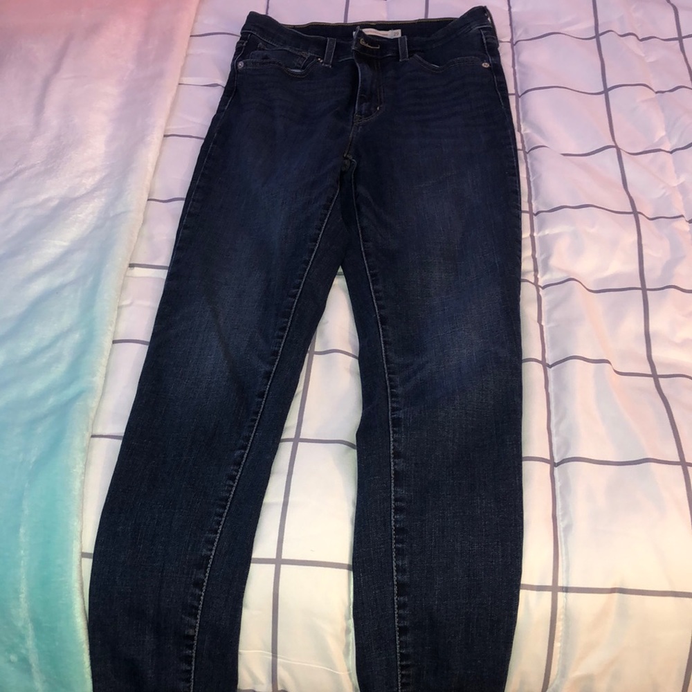 high waisted super skinny levi’s blue jeans